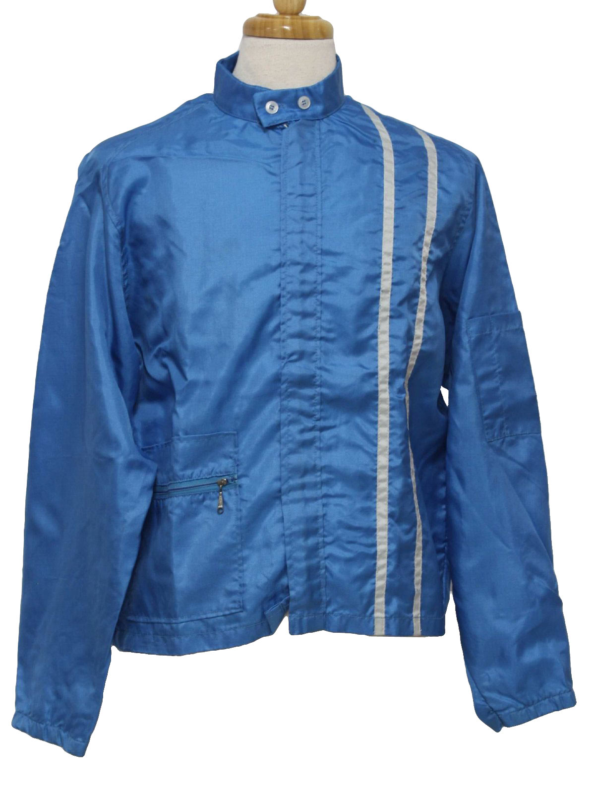 Retro Sixties Jacket: 60s -Swingster- Mens pool blue and white nylon ...
