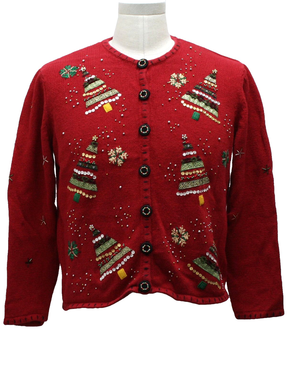 Womens Ugly Christmas Sweater: -Studio- Womens red background ramie ...