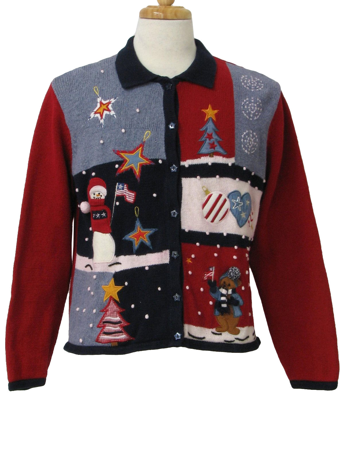 Womens Ugly Christmas Sweater: -Karen Scott- Womens blues, red, white ...