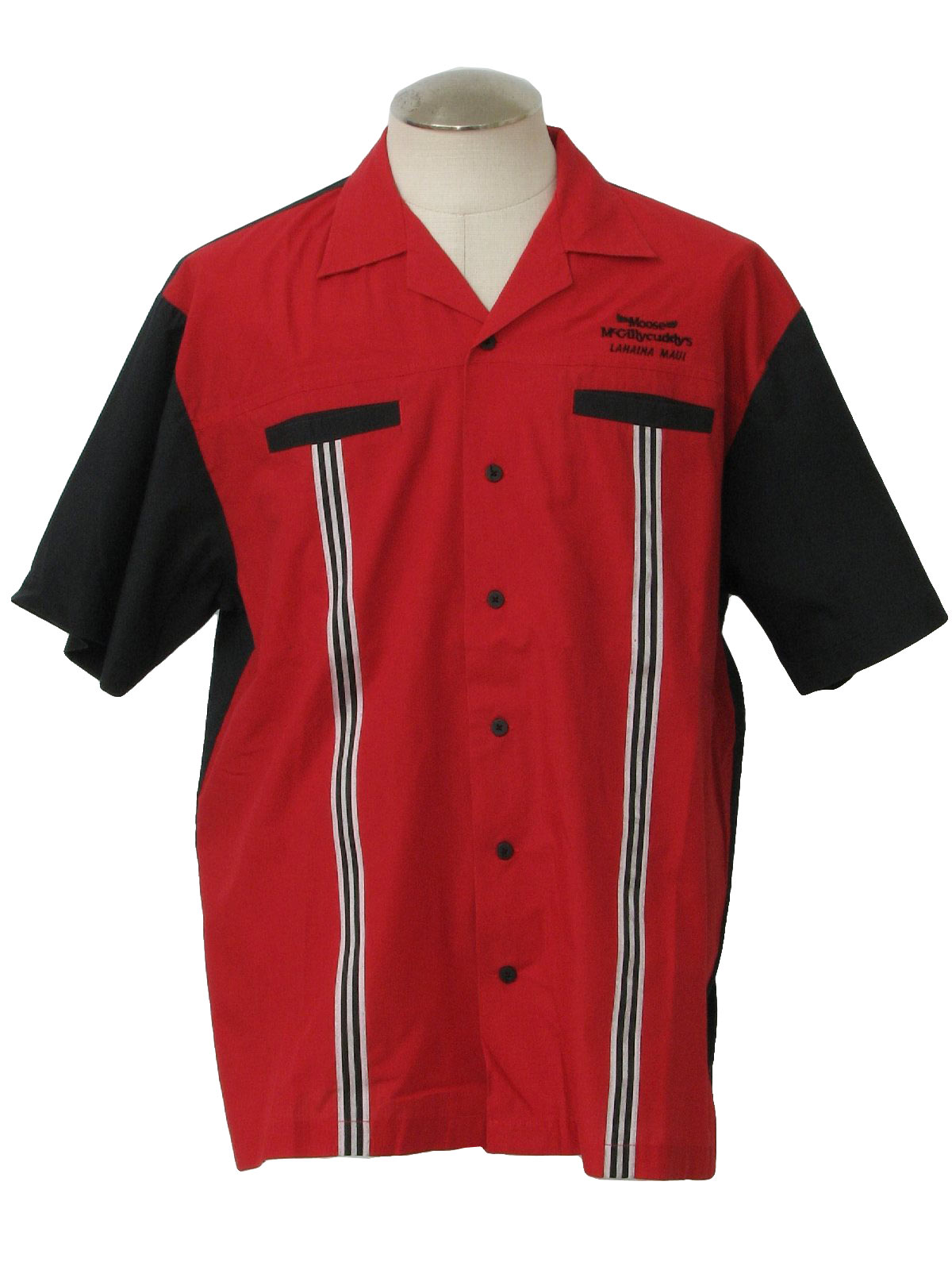Retro 90's Bowling Shirt: 90s -Hilton- Mens red and black polyester ...