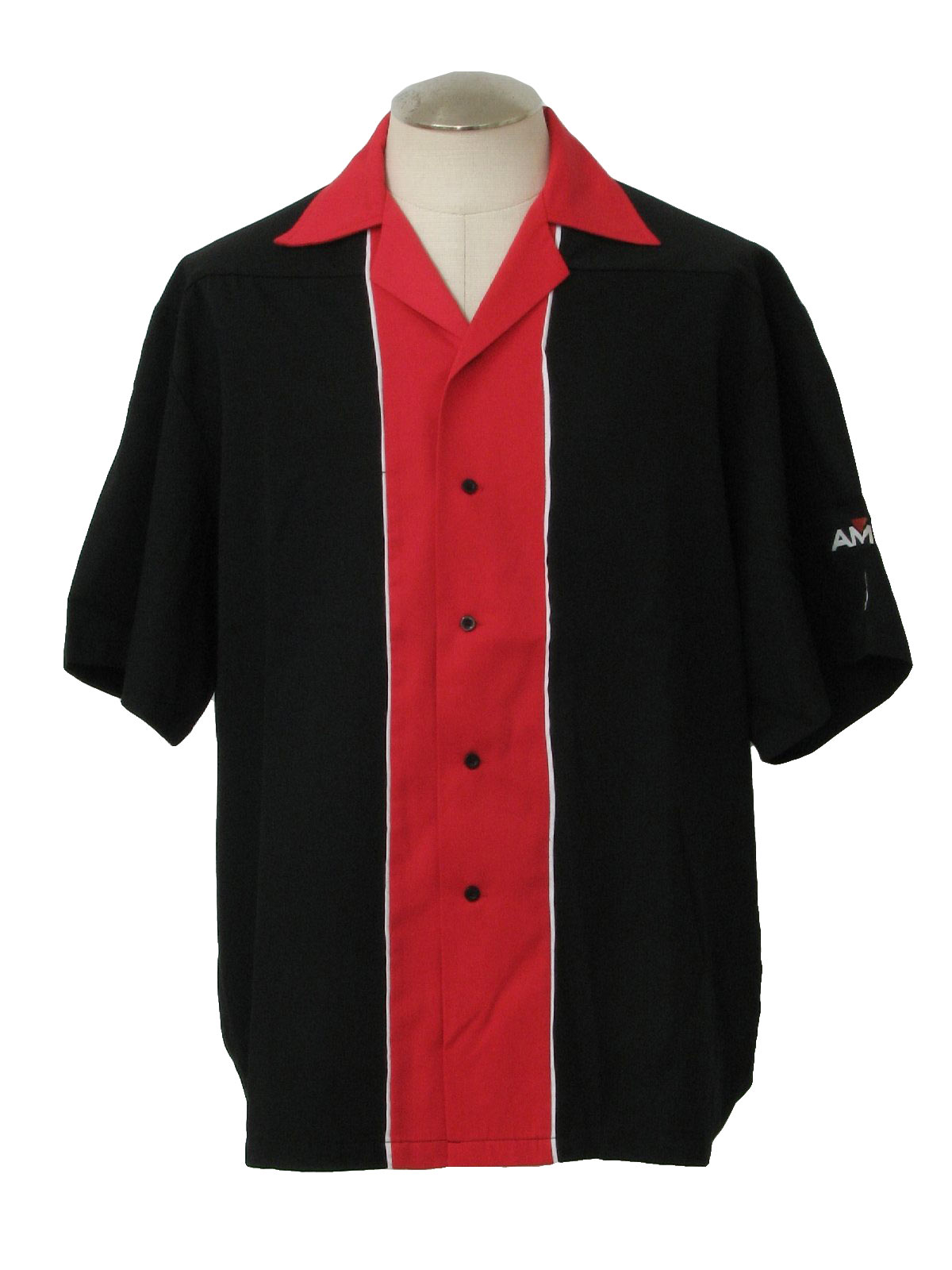 1990s Vintage Bowling Shirt: 90s -Cruisin USA- Mens black and red ...