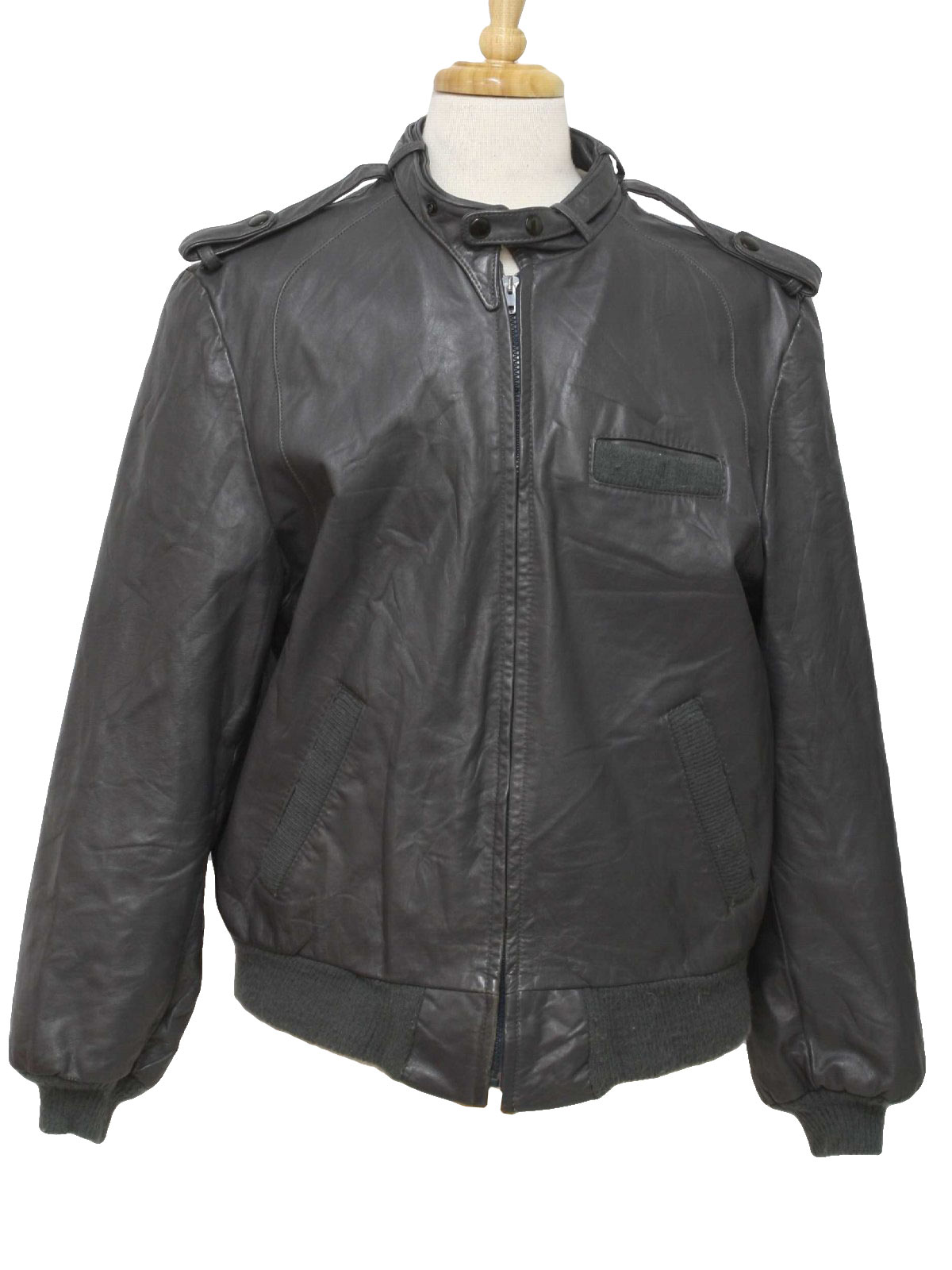 Retro Eighties Leather Jacket: 80s -Michael Charles- Mens grey leather ...