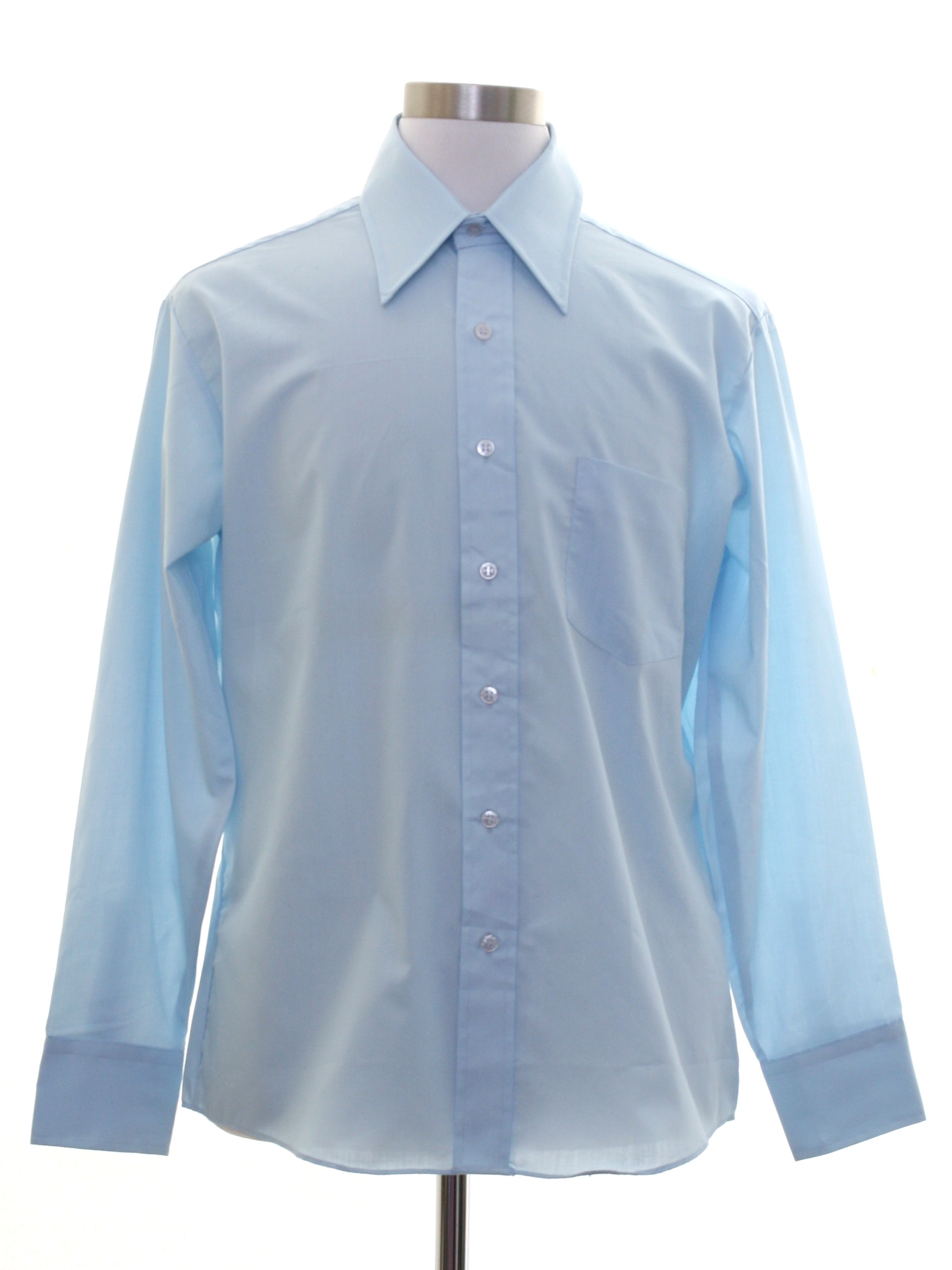 1970's Shirt (Montgomery Ward): 70s -Montgomery Ward- Mens powder blue ...