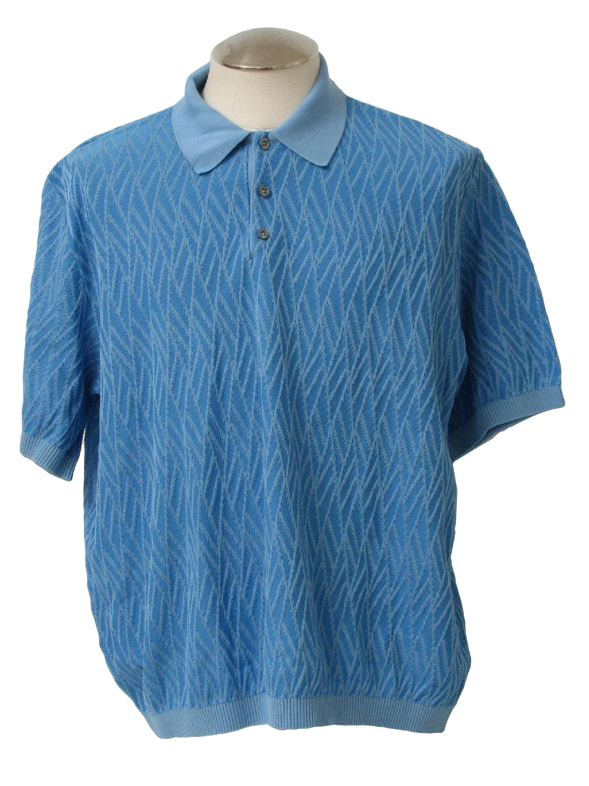 1980s St. Croix Knit Shirt: 80s -St. Croix- Mens lake blue and grey ...