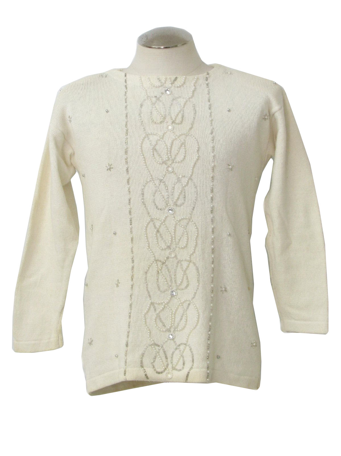 Eighties Victoria Jones Sweater: 80s -Victoria Jones- Womens ivory ...