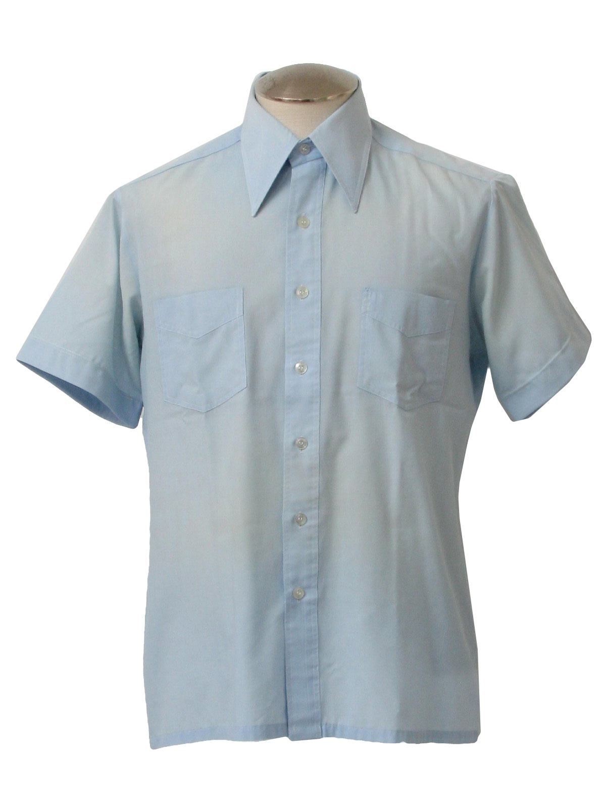 Seventies JCPenney Shirt: 70s -JCPenney- Mens baby blue, blended cotton ...