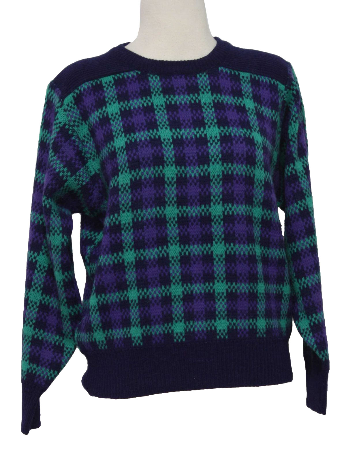 Desire 1980s Vintage Sweater: 80s -Desire- Womens purple, green and ...