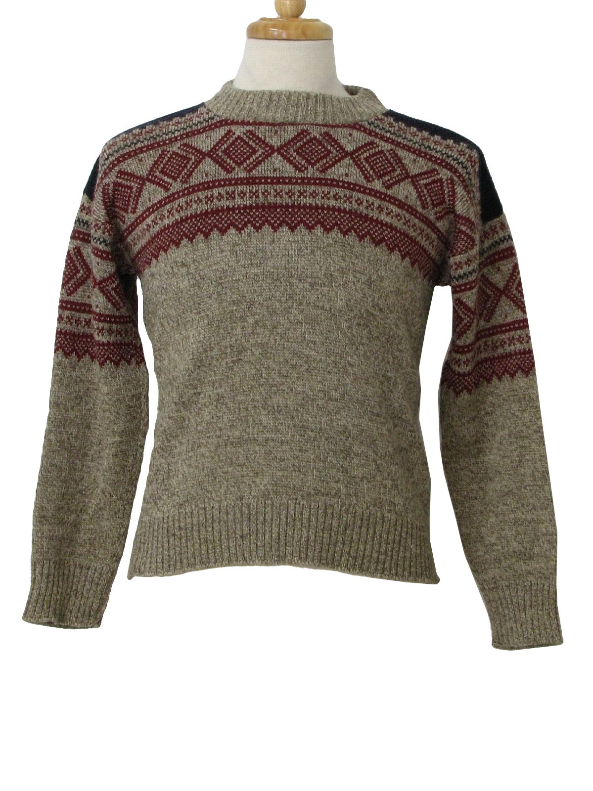 Retro 1980s Sweater: 80s -The Worlds Best- Mens or Boys oatmeal grey ...