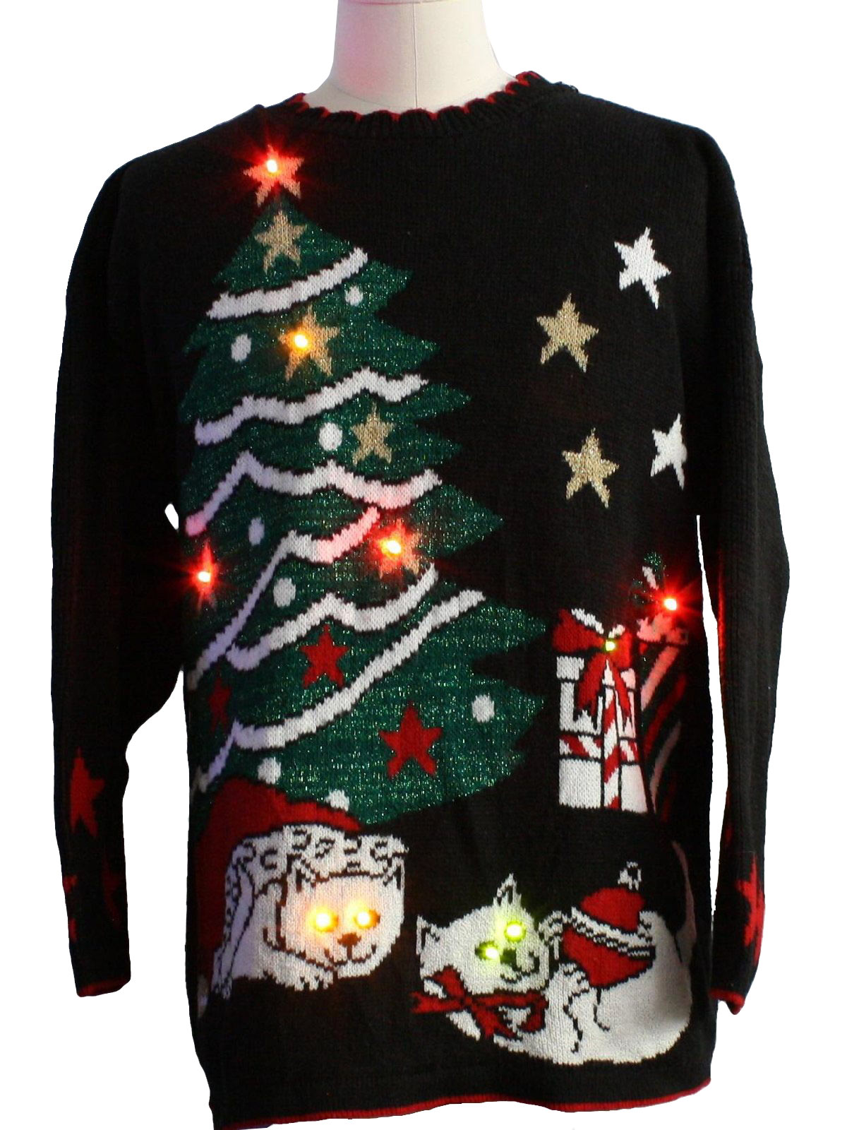 Light up cat christmas sweater store