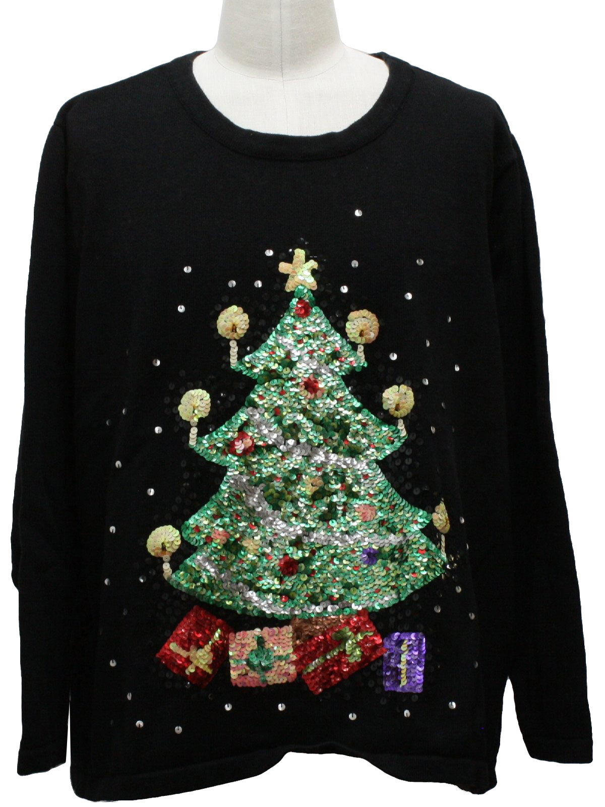 Ugly Christmas Sequined Sweater : -Quacker Factory- Unisex black ...
