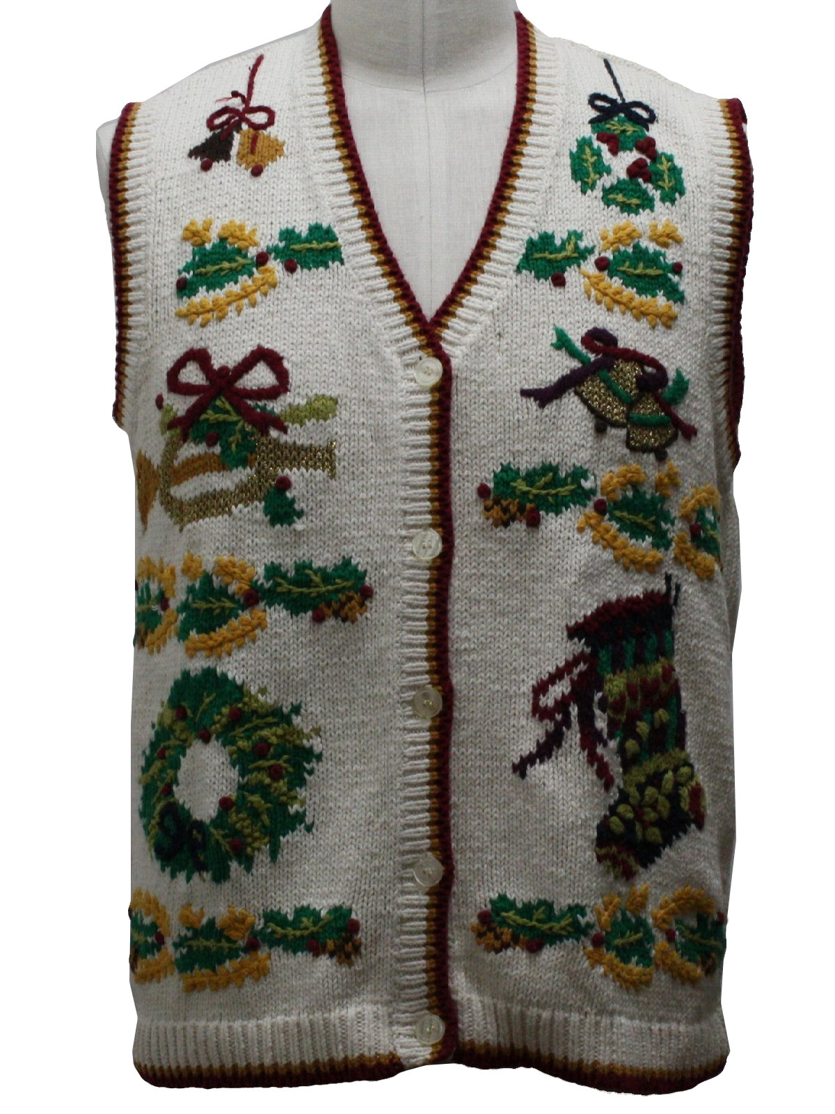 Ugly Christmas Sweater Vest: -Westbound- Unisex white background ramie ...