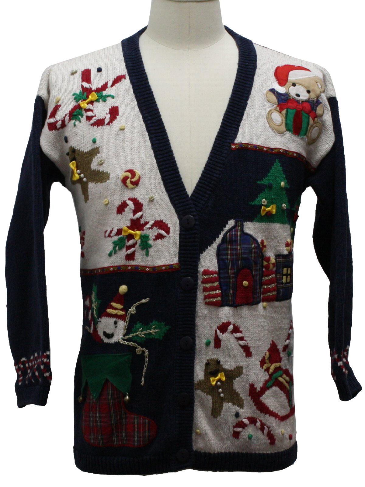 Ugly Christmas Cardigan Sweater: -Crystal-Kobe- Unisex blue, white, red ...