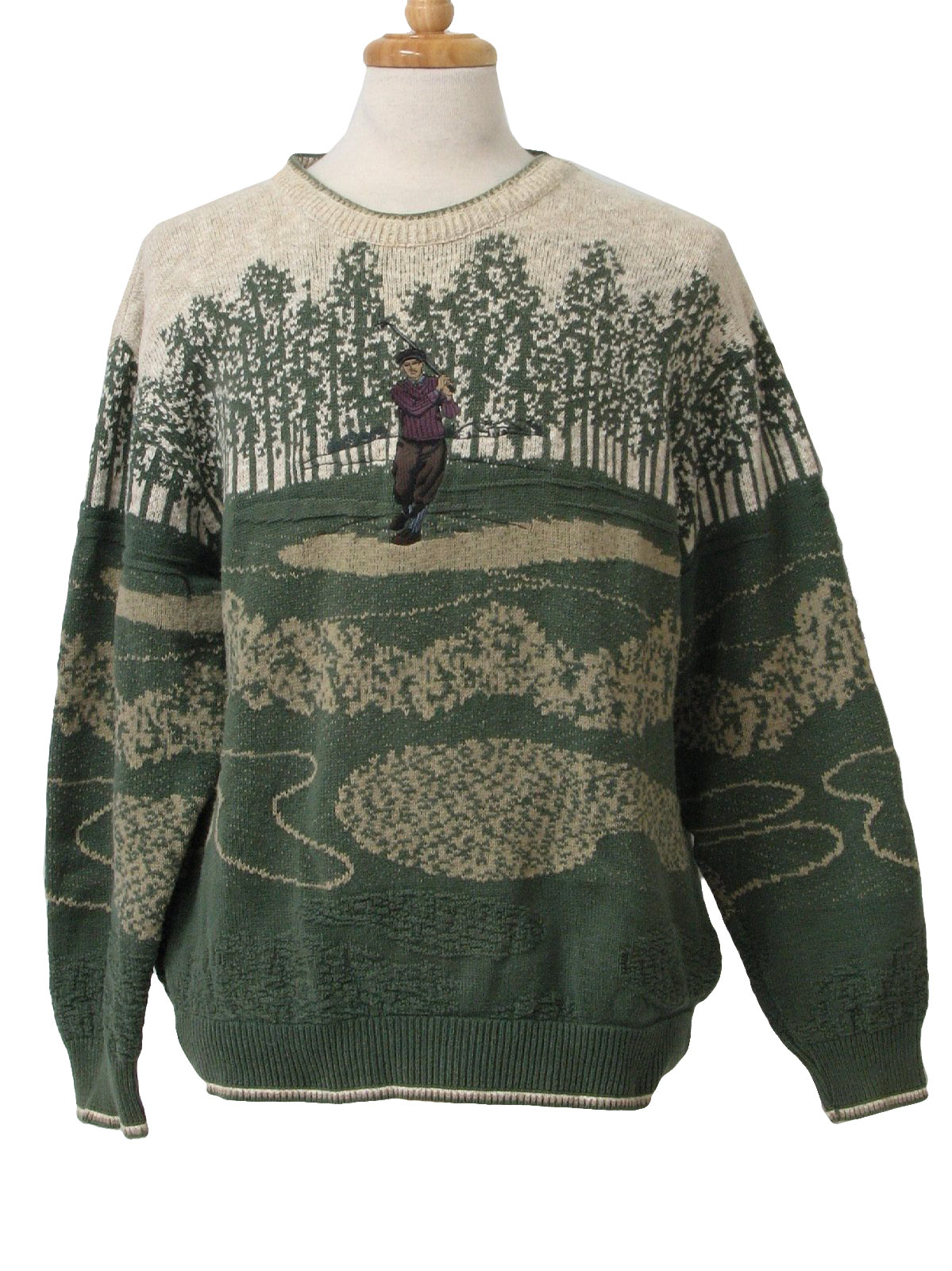 1990's Sweater (Shenandoah): 90s -Shenandoah- Mens sage green and tan ...
