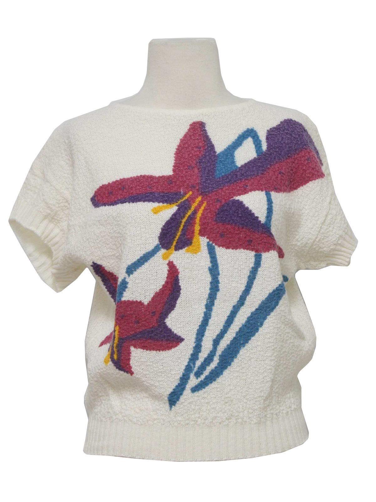 Retro Eighties Sweater: 80s -Home Sewn- Womens off white, pullover ...
