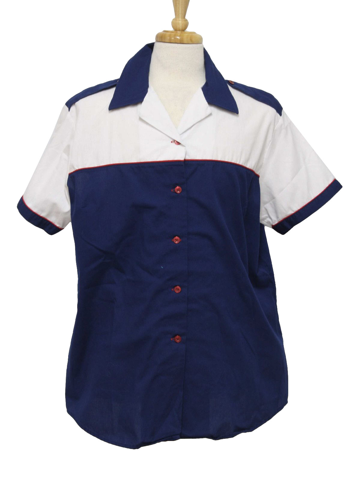 Retro 1980s Bowling Shirt: Early 80s -King Louie Creations- Womens navy ...