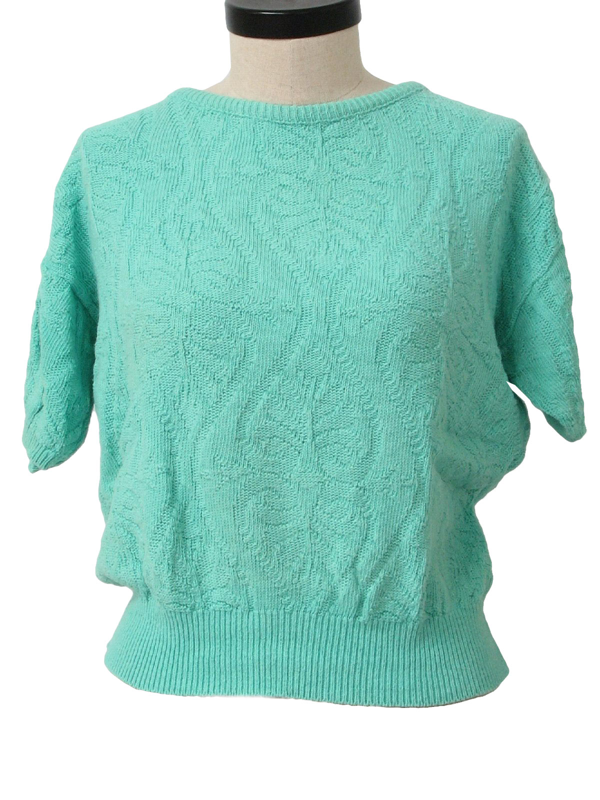 80s Retro Sweater: 80s -Alicia- Womens sea foam green, short sleeve ...