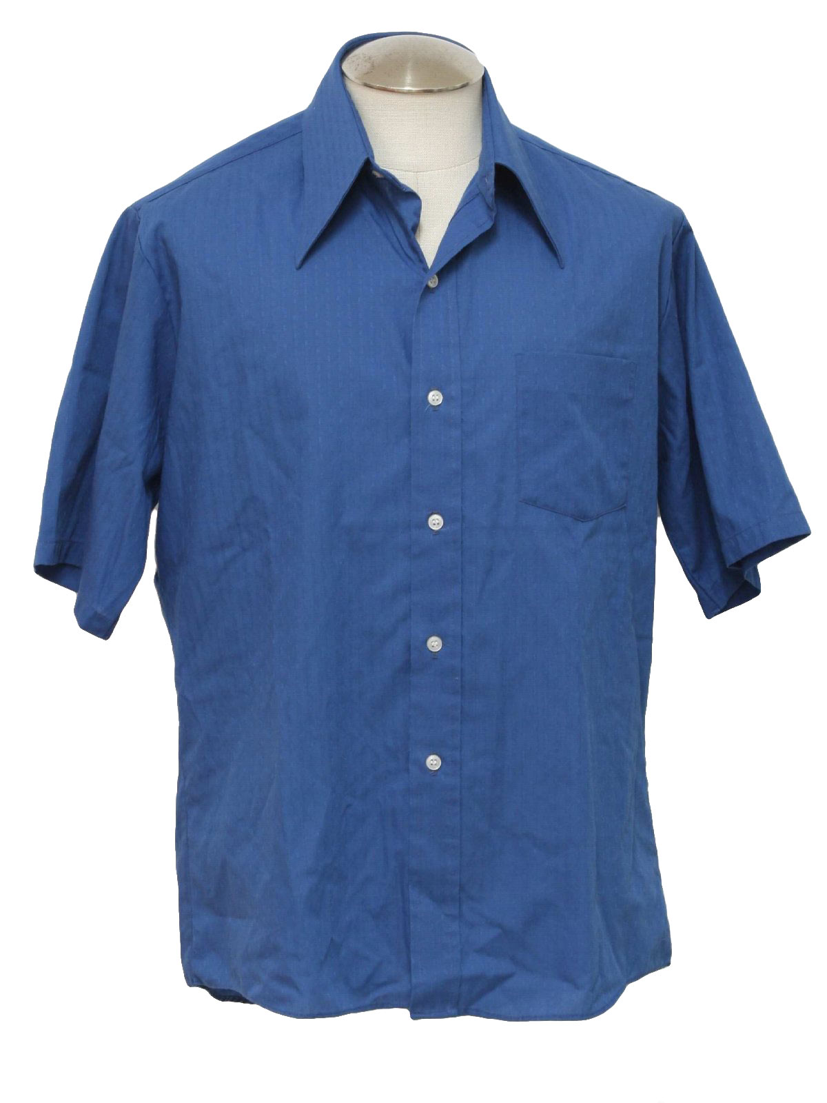 Vintage Sears 70's Shirt: 70s -Sears- Mens sapphire blue cotton and ...