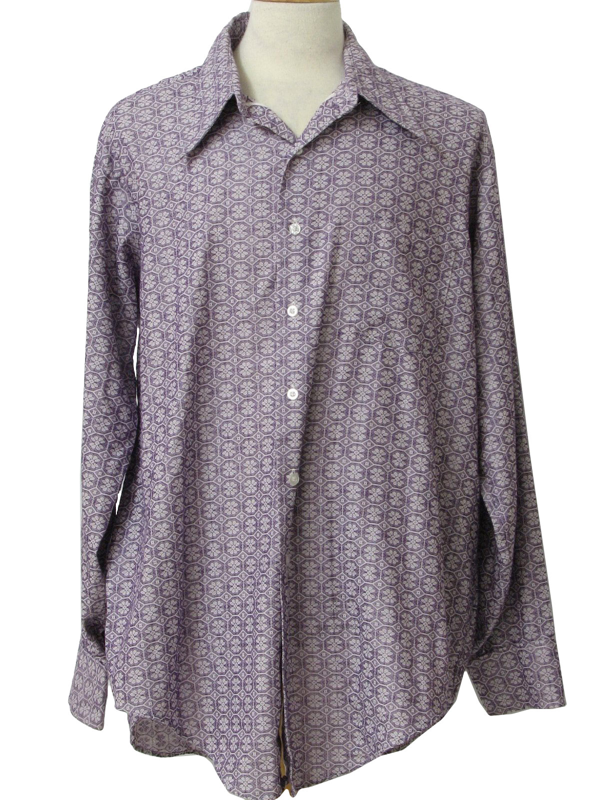 Van Heusen 1970s Vintage Shirt: 70s -Van Heusen- Mens dusty purple and ...