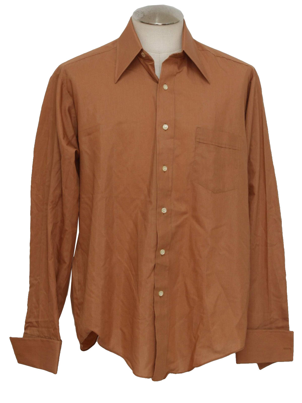 Seventies Vintage Shirt: 70s -Luistrous Life- Mens sheeny terracotta ...