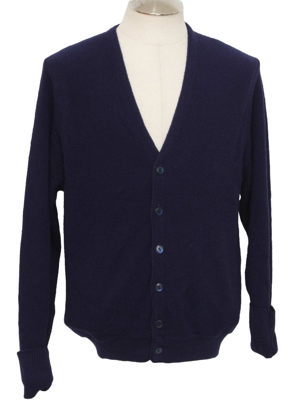 Town craft 70's Vintage Caridgan Sweater: 70s -Town craft- Mens navy ...