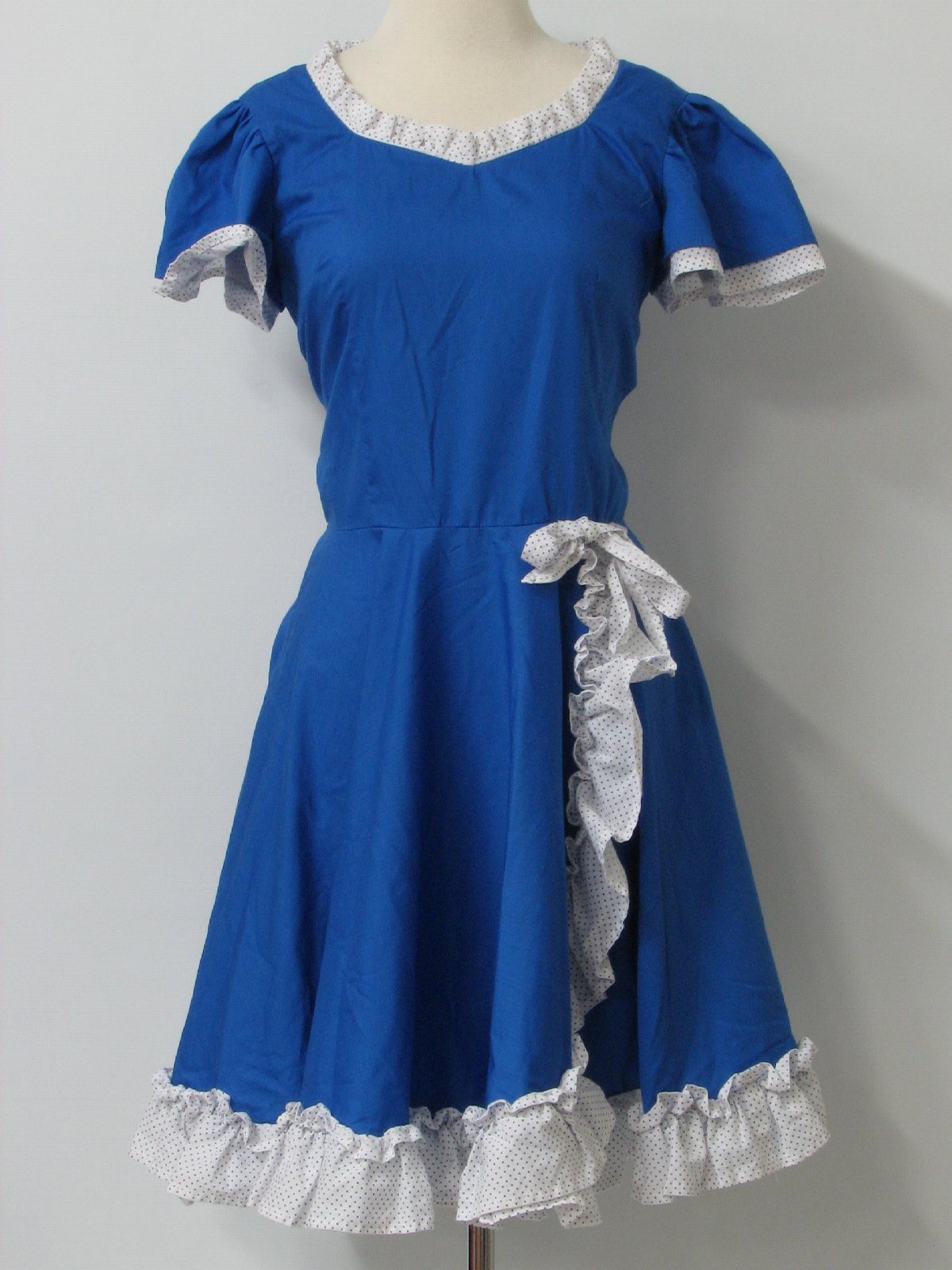 1970s Missing Label Dress: 70s -Missing Label- Womens blue and white ...