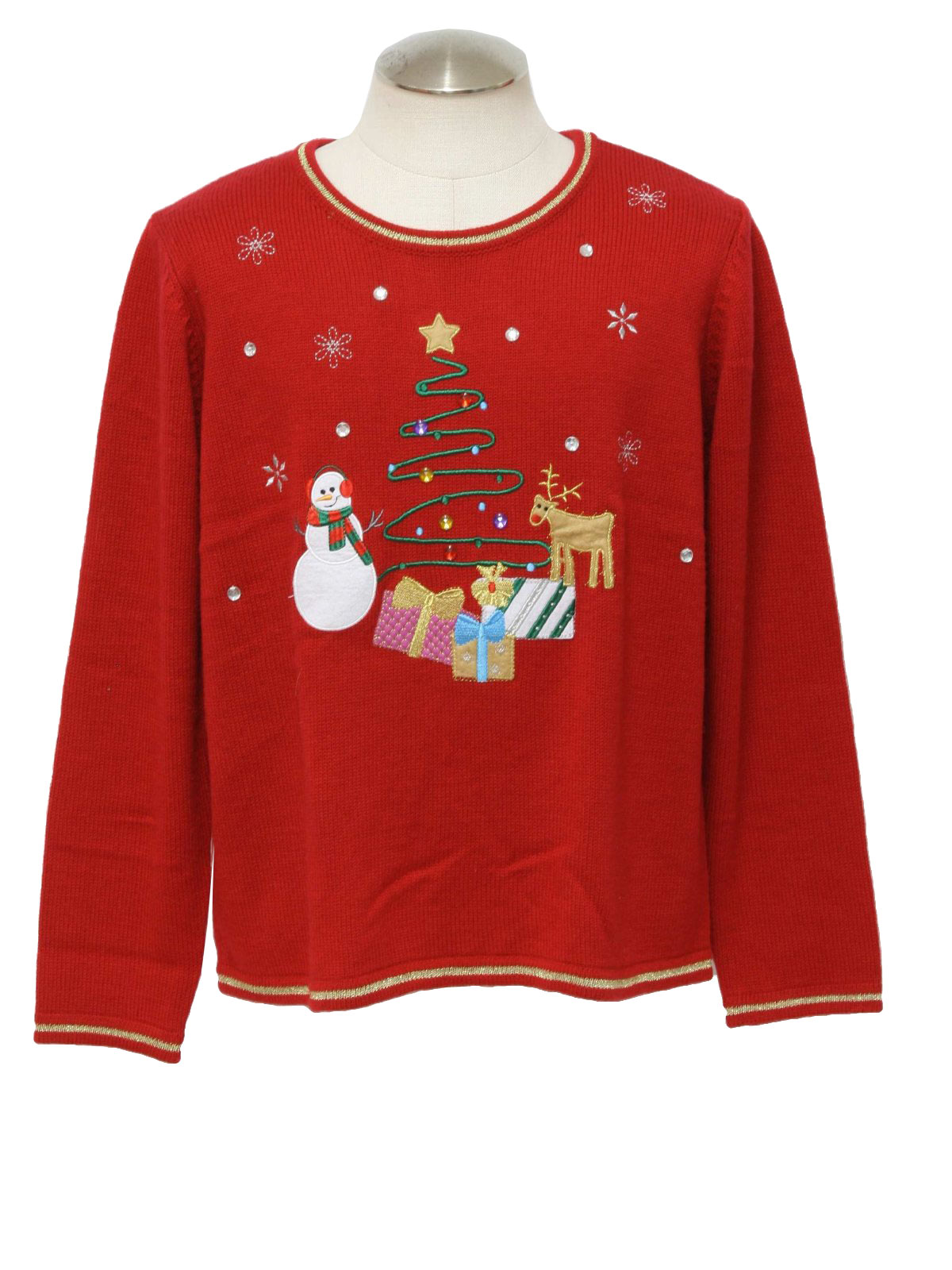 Ugly Christmas Sweater: -Care Label Only- Unisex red, white, tan and ...