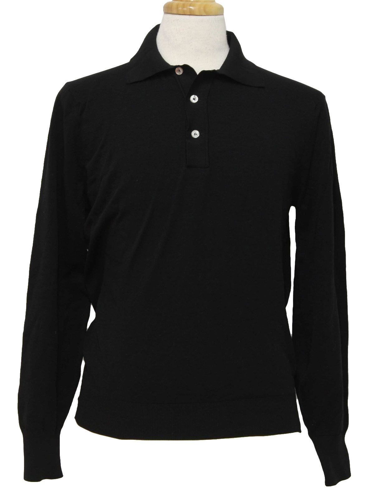 Retro 1970's Shirt (Ban) : 70s -Ban-Lon- Mens black nylon banlon long ...