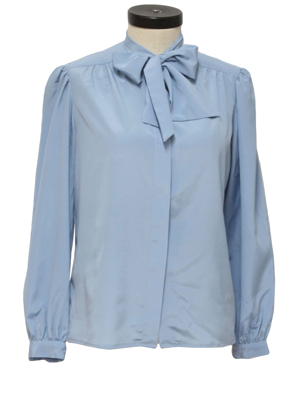 Retro 1970s Shirt: 70s -Signatures- Womens cloudy blue silky polyester ...