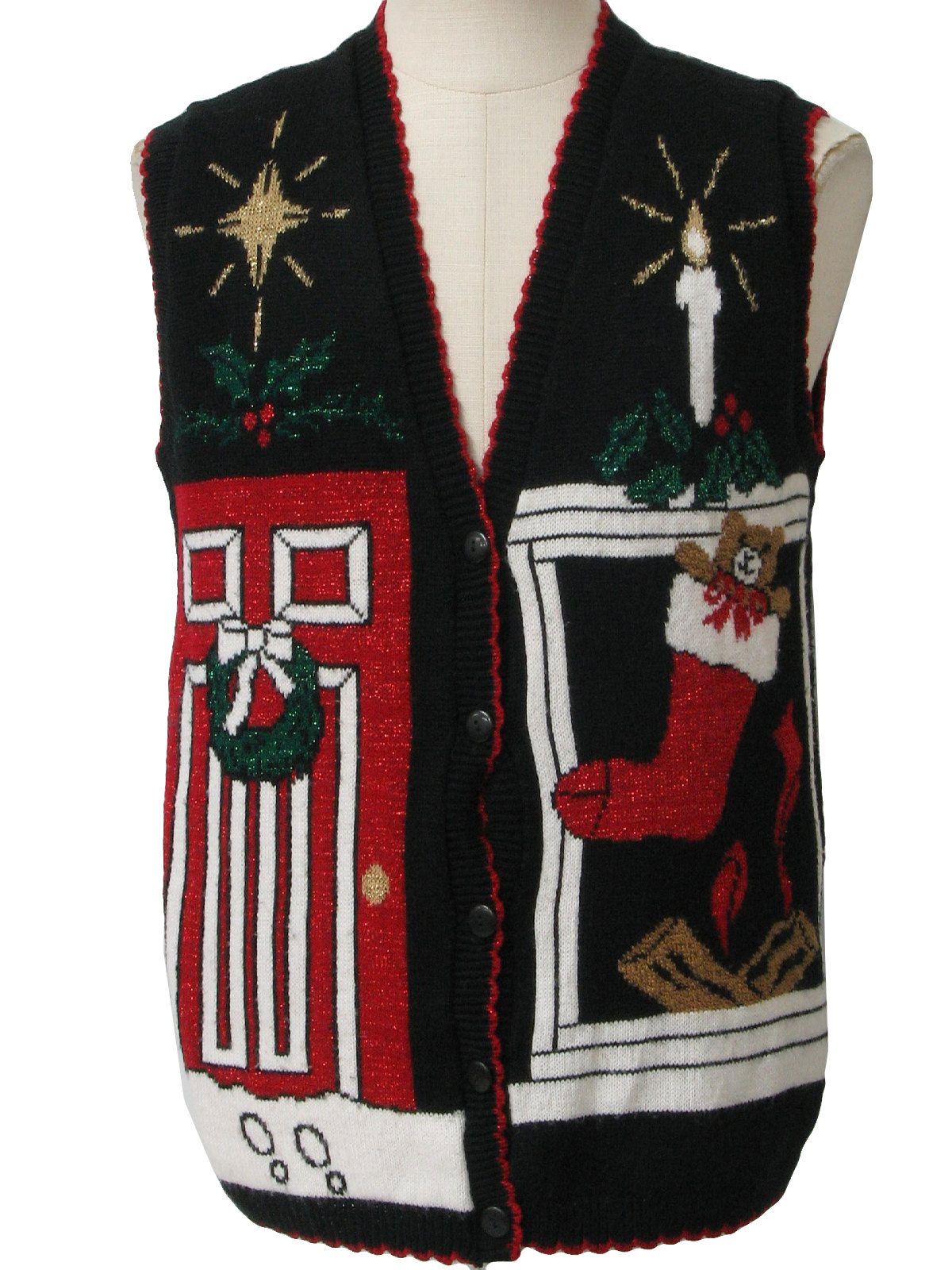 Vintage 1980's Ugly Christmas Sweater Vest: 80s authentic vintage ...