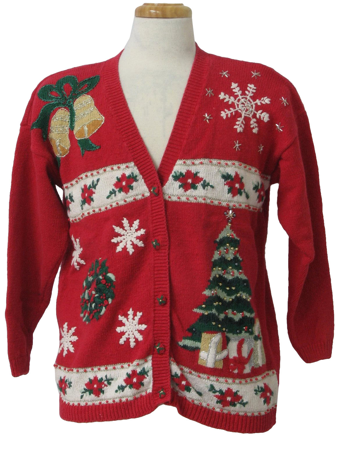 Womens Ugly Christmas Cardigan Sweater : -Carly St. Claire- Womens red ...