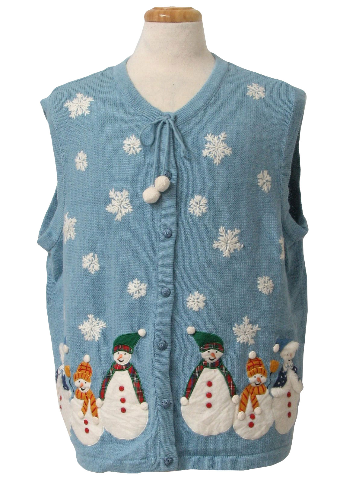 Ugly Christmas Sweater Vest: -Extra Point- Unisex light blue ramie and ...