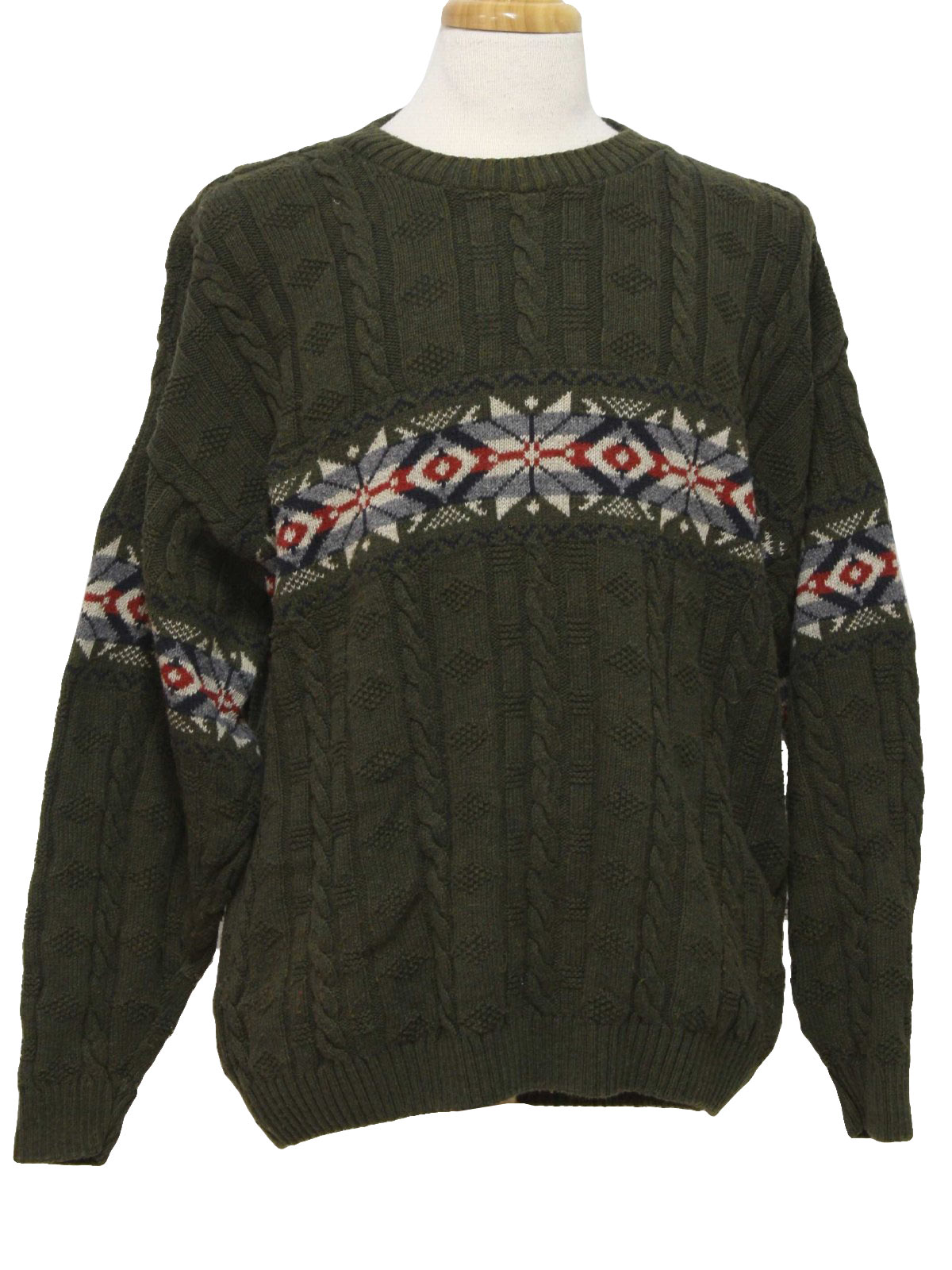 Vintage 90s Sweater: 90s -Liberty Sweaters- Mens deep forest green