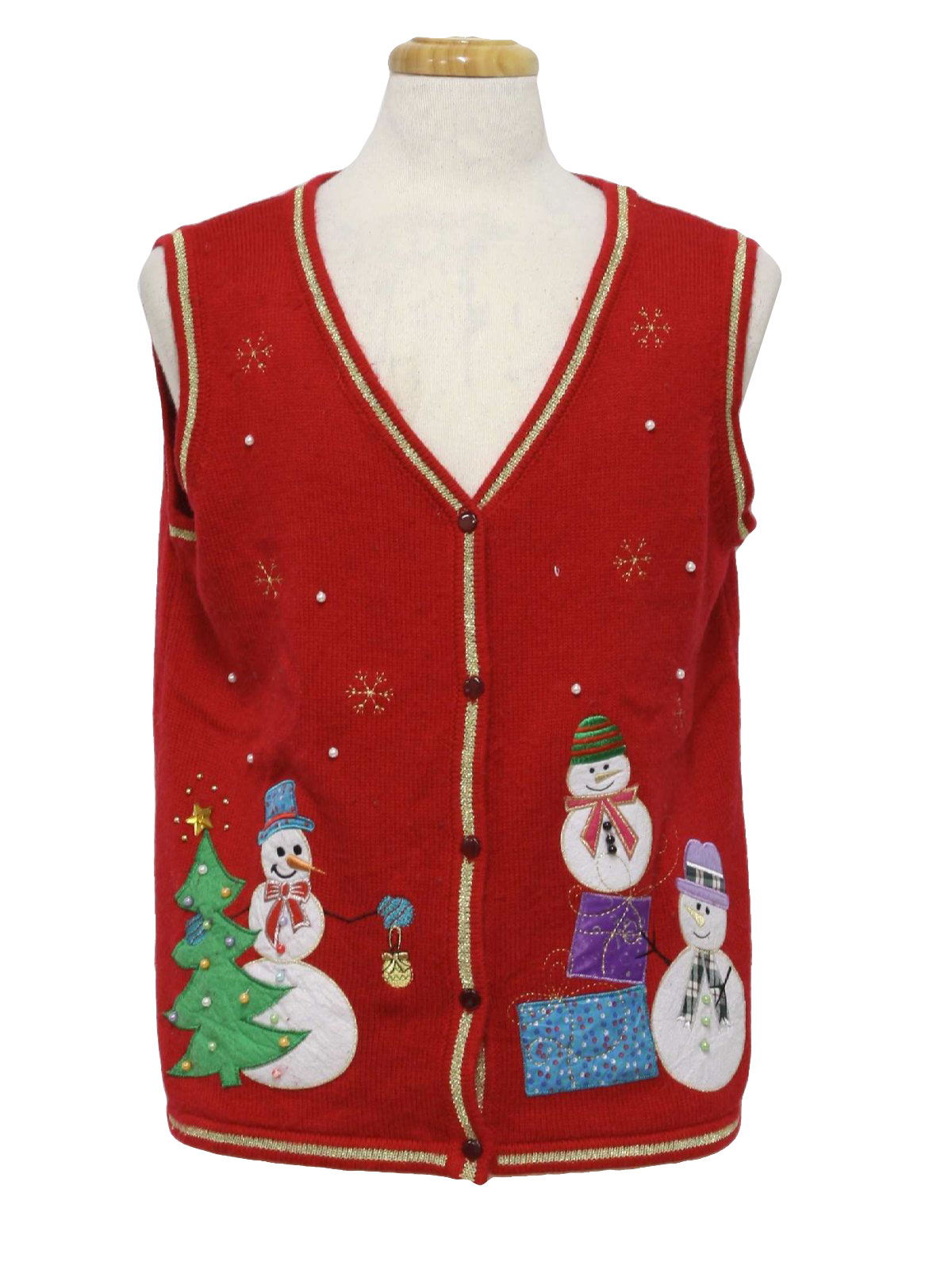 Ugly Christmas Sweater Vest: -No Label- Unisex red and white background ...