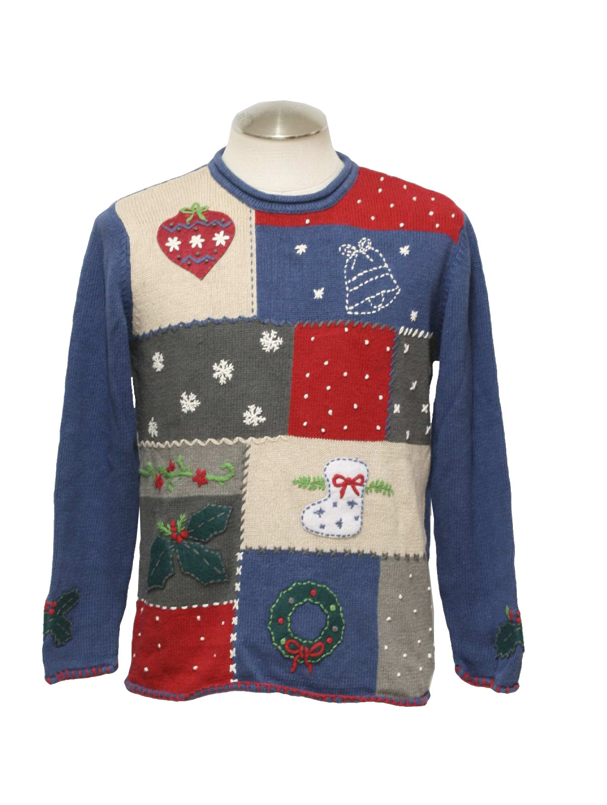 Ugly Christmas Sweater: -Cherokee- Unisex cloud blue, red, beige, green ...