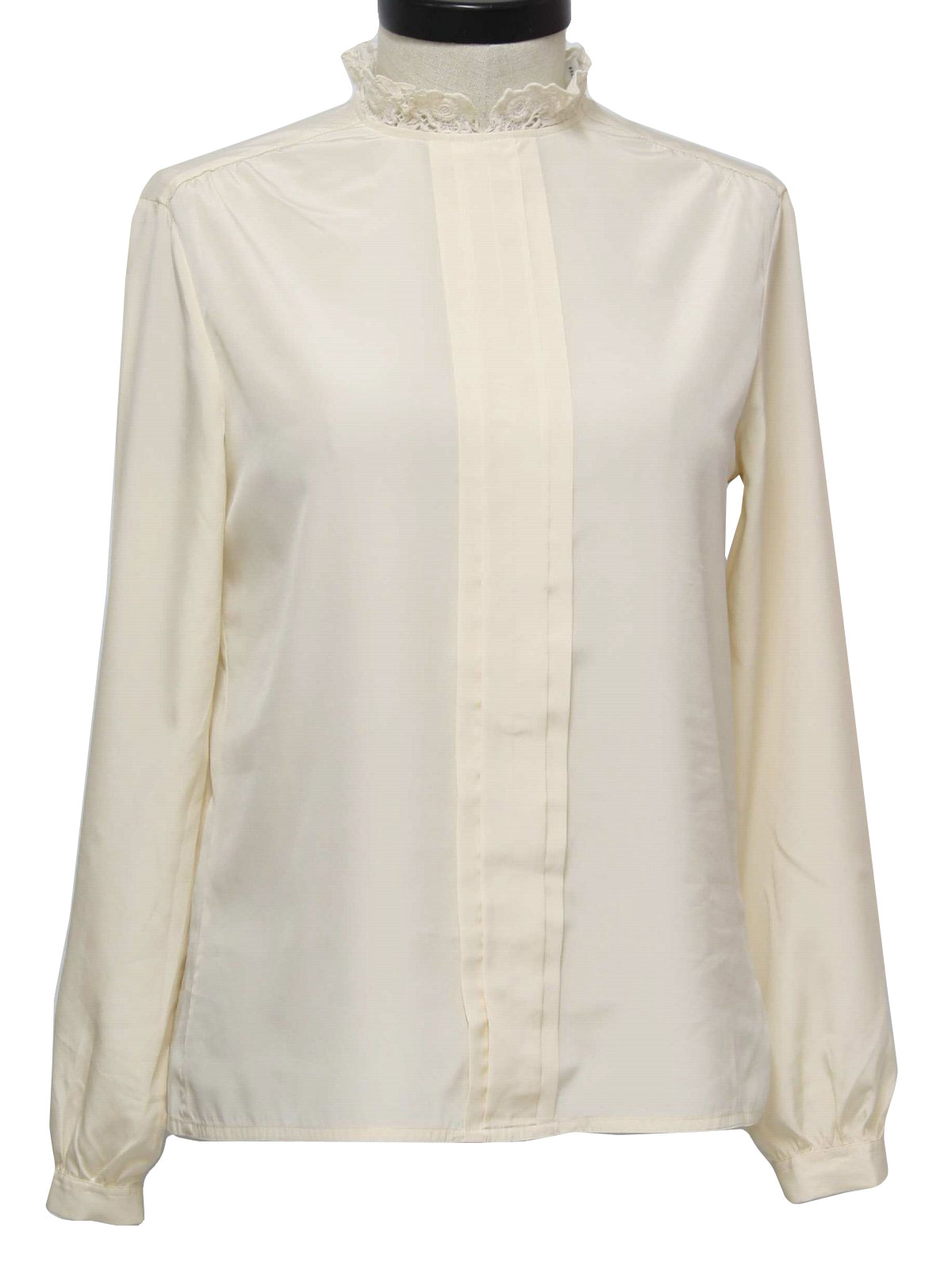 Vintage 1980's Shirt: 80s -Chaus- Womens cream silky polyester ...