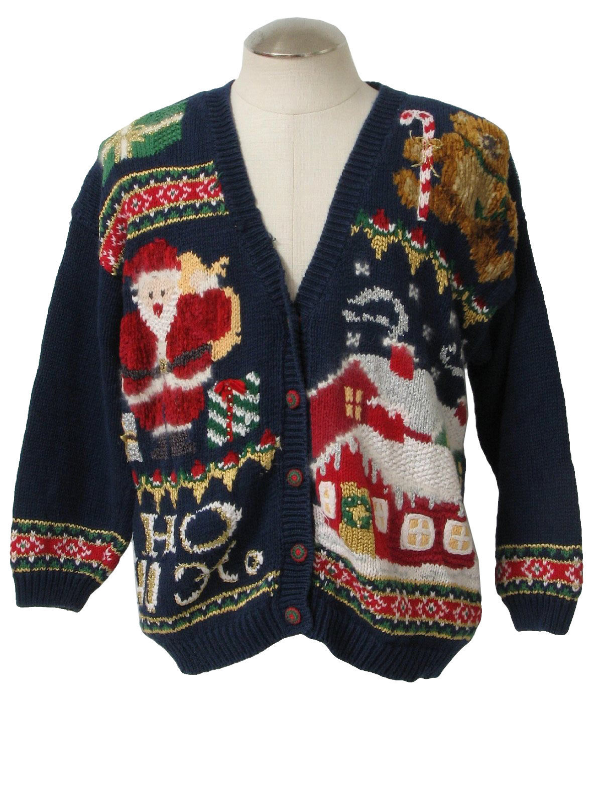 Ugly Christmas Cardigan Sweater: -Maggie Lawrence- Unisex navy blue ...