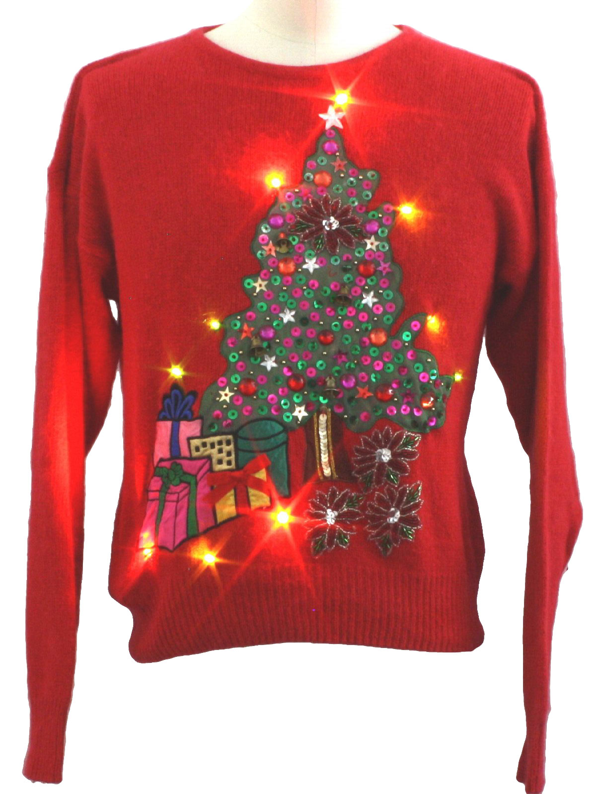 Womens Ugly Lightup Christmas Sweater: -South Dudley- Womens red ...