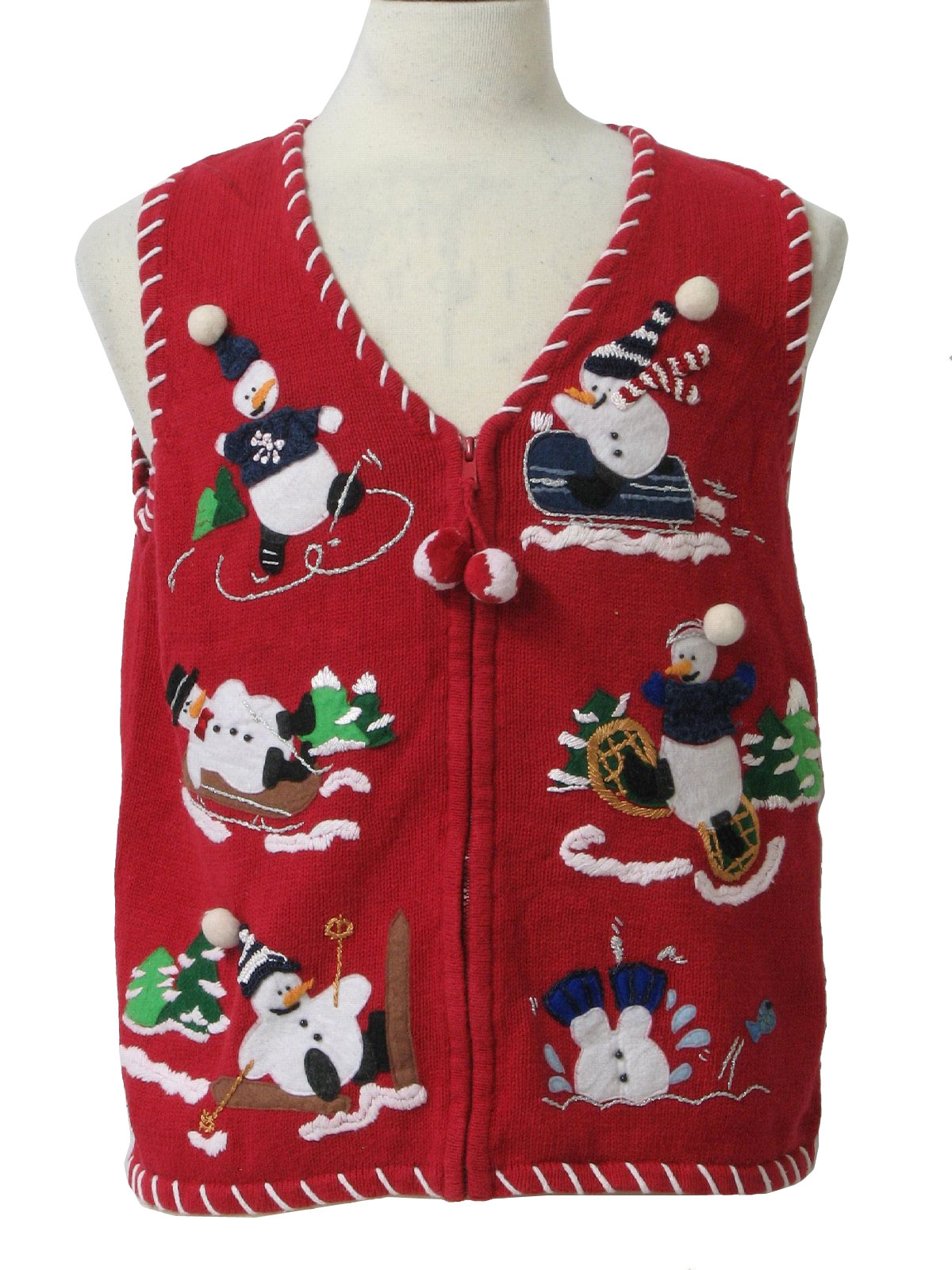 Womens Ugly Christmas Sweater Vest: -Tiara International- Womens red ...