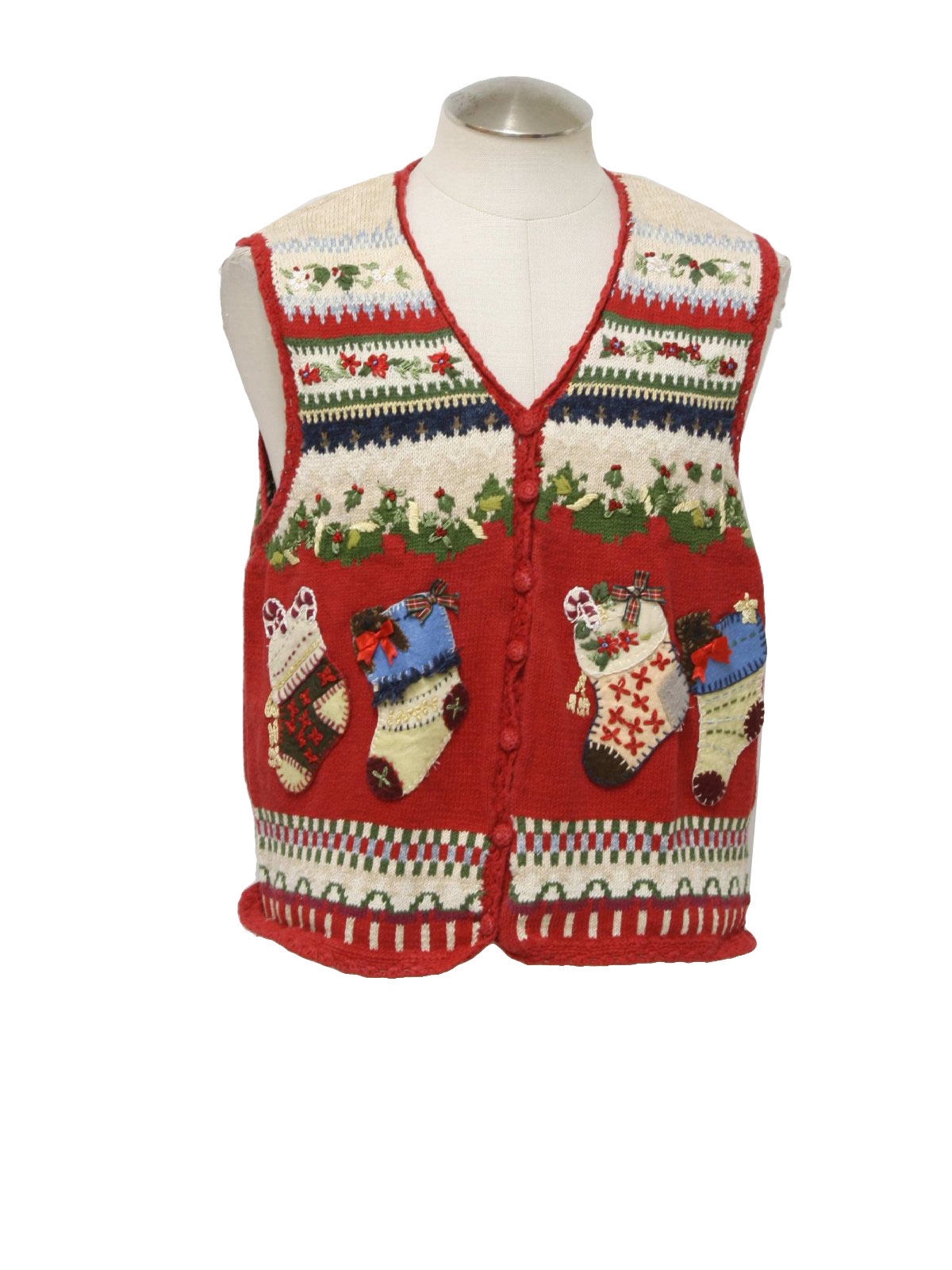 Ugly Christmas Sweater Vest: -Carolina Colours- Unisex red background ...