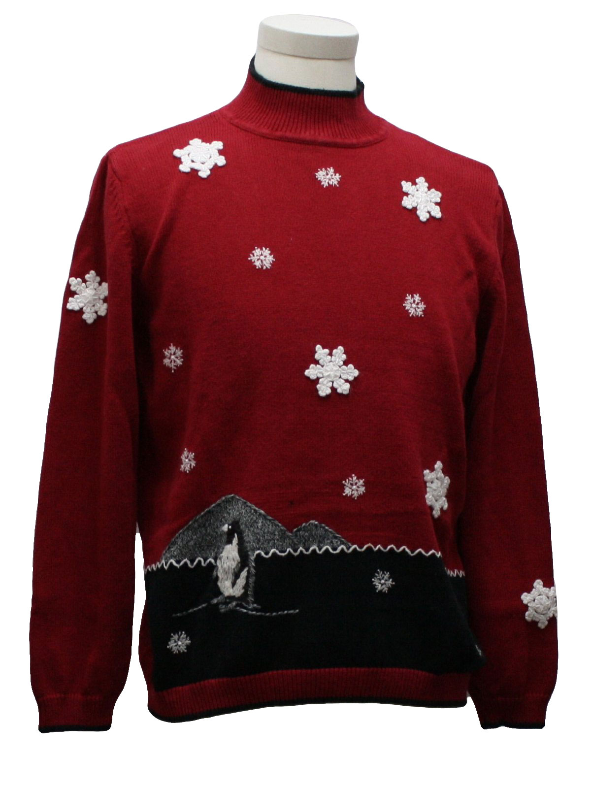 Ugly Christmas Sweater: -Alfred Dunner- Unisex red background ramie and ...