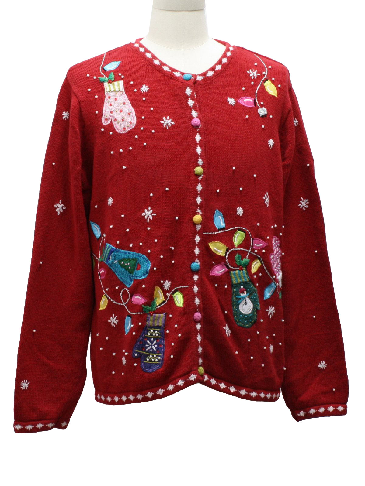 Womens Ugly Christmas Sweater: -Karen Scott- Womens red background ...