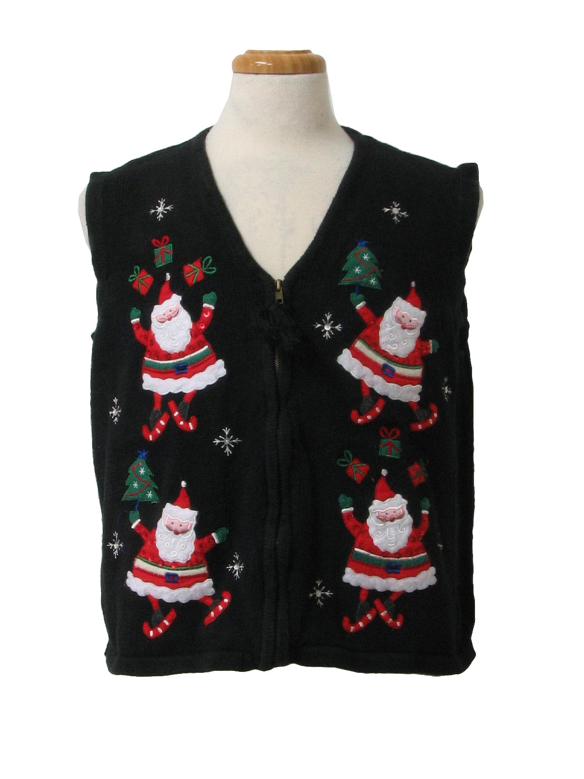Ugly Christmas Sweater Vest: -Bobbie Brooks- Unisex black, red, green ...