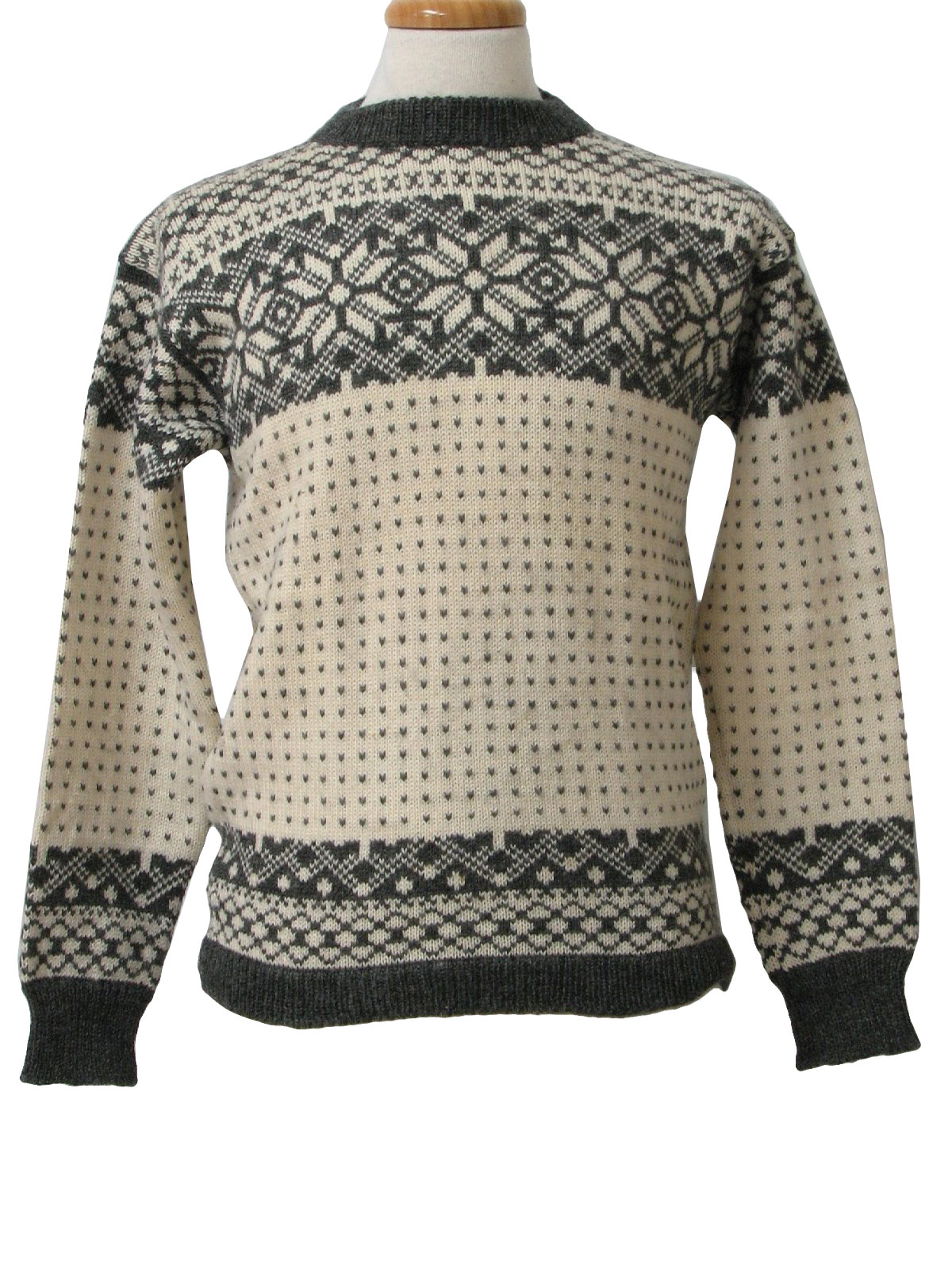 1970s Vintage Sweater: 70s -Viking Knit- Mens grey and off white ...