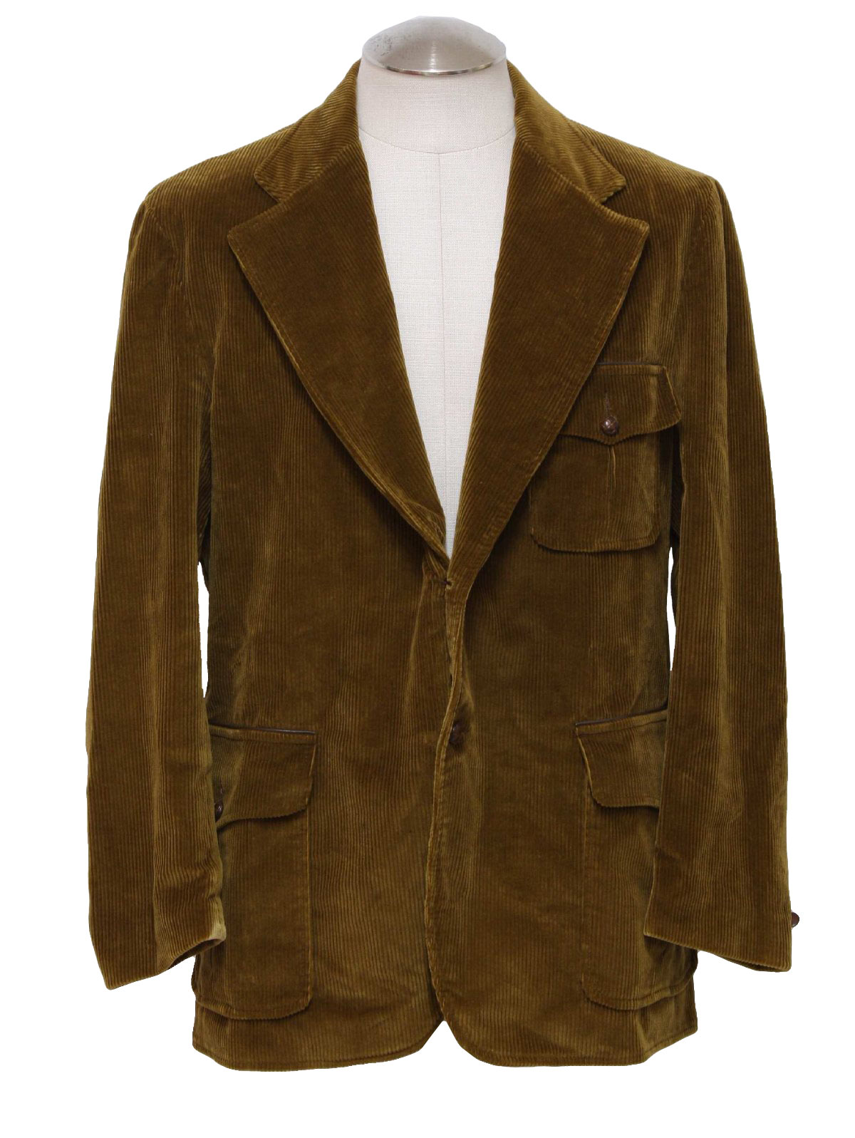 70s Retro Jacket: 70s -Brad Whitney- Mens light brown cotton wide wale ...