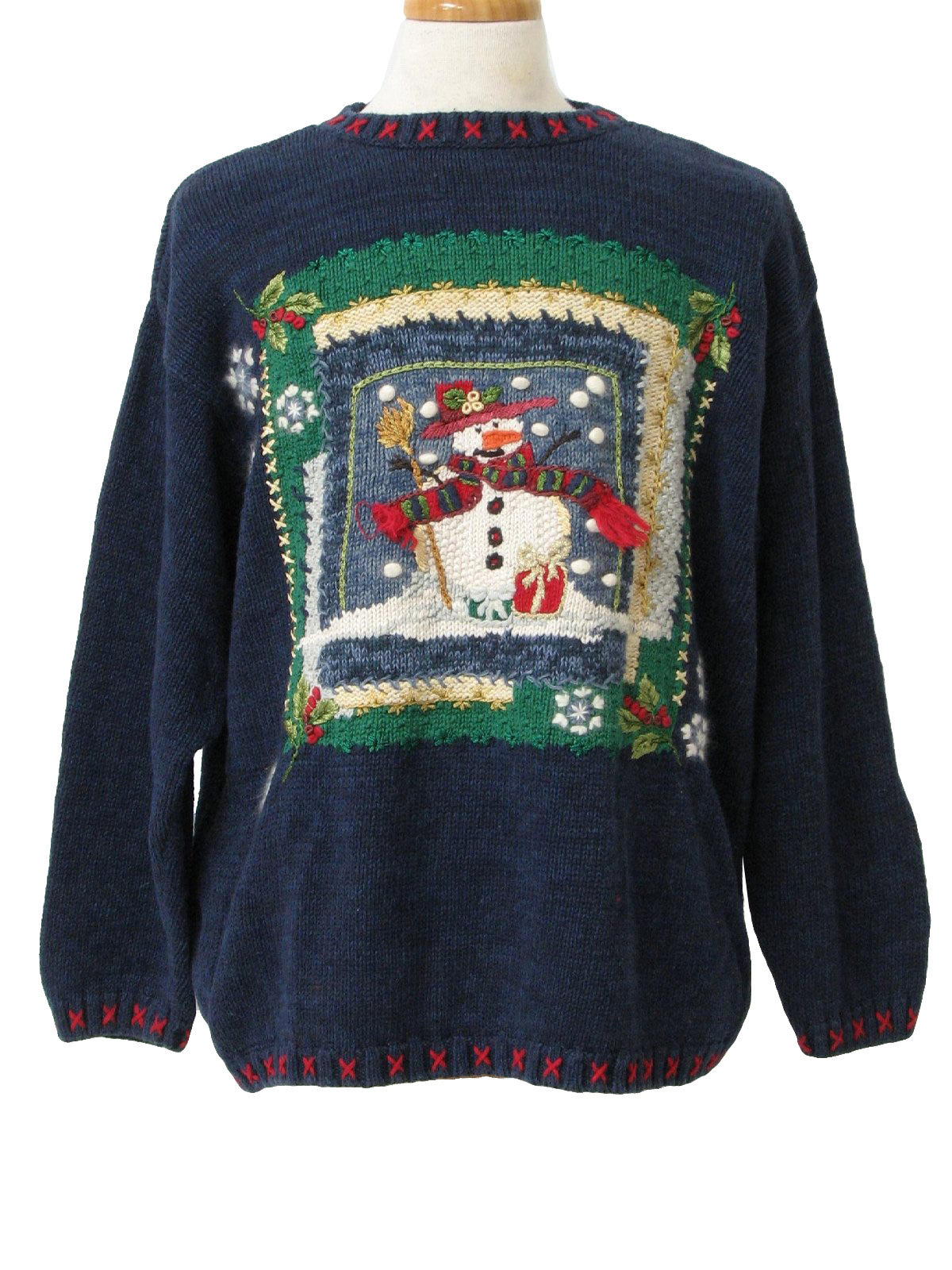 blue and white christmas sweater