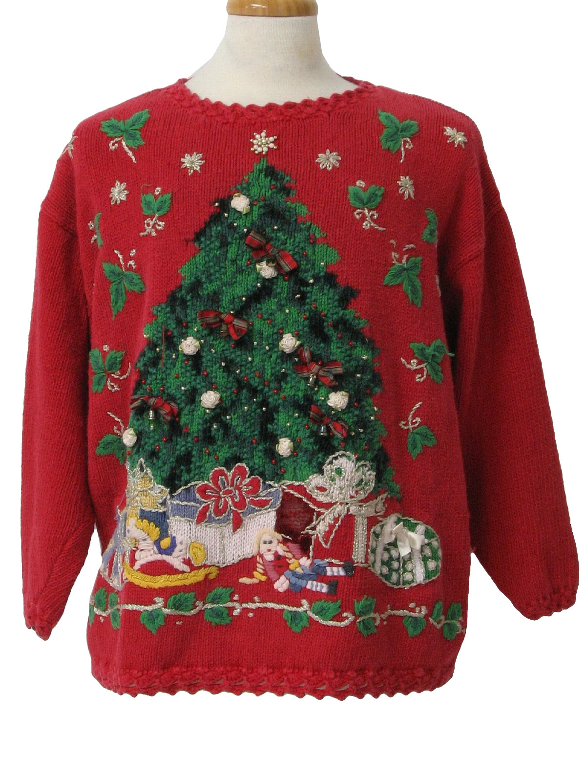 Ugly Christmas Sweater: -Jacque and KoKo- Unisex red ramie and cotton ...