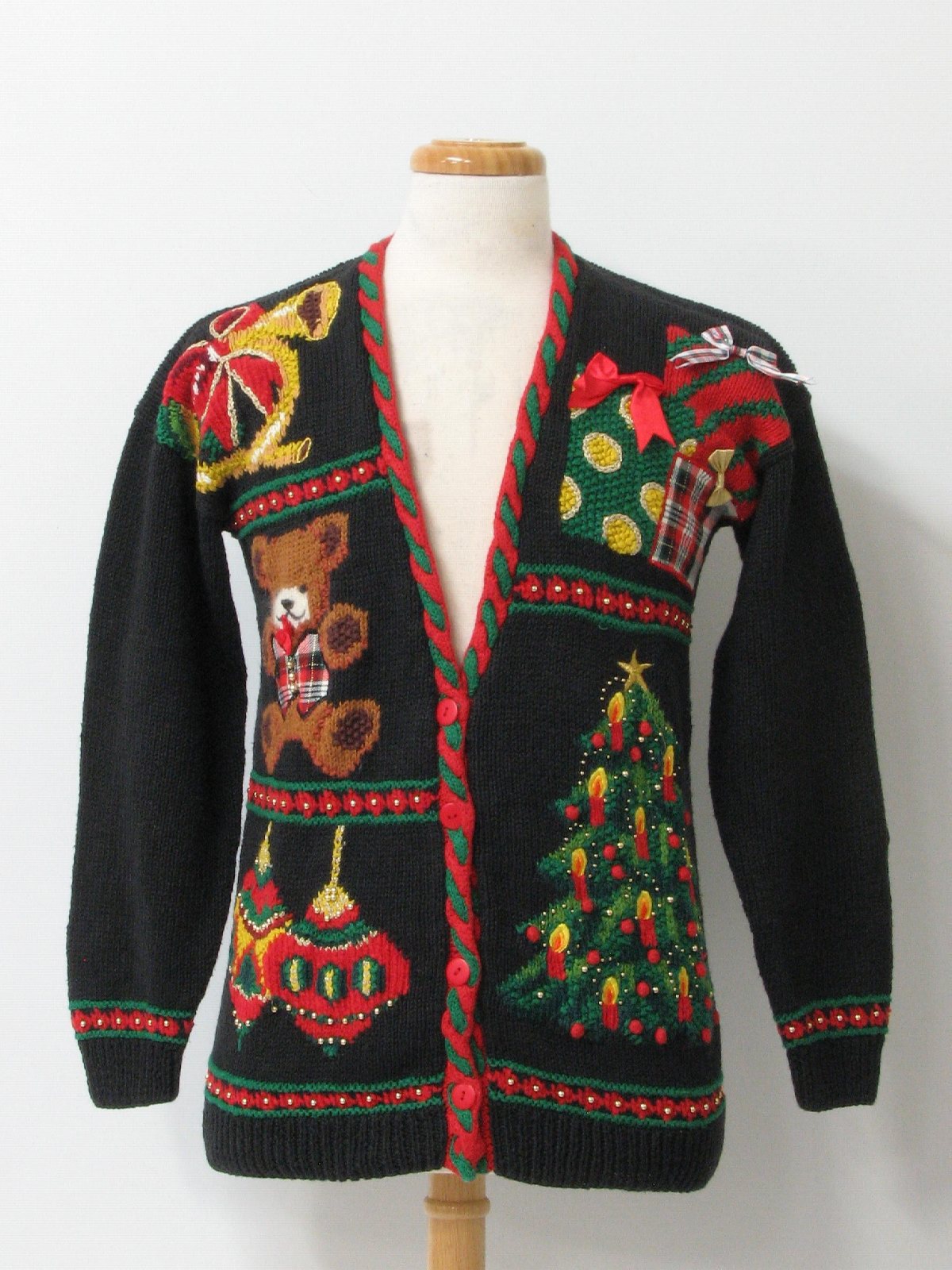Ugly Christmas Cardigan Sweater: -Marisa Christina- Unisex black ...