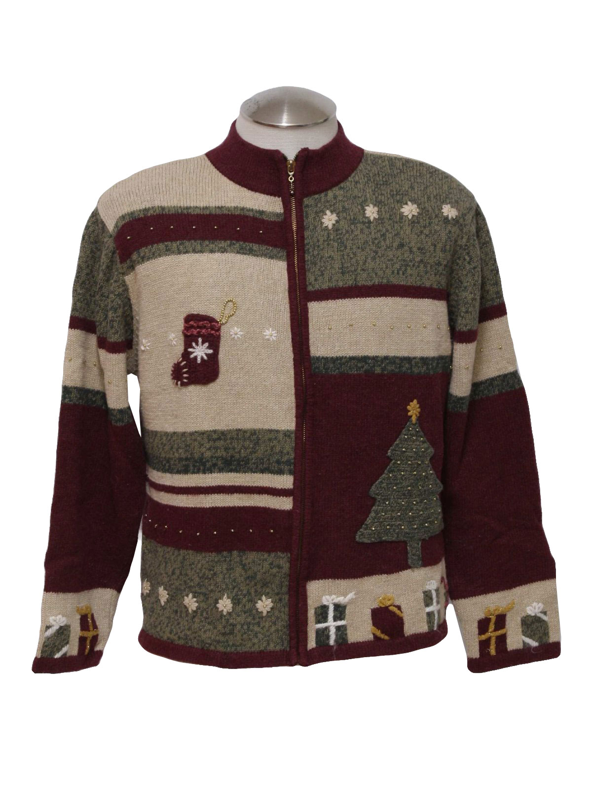 Womens Ugly Christmas Sweater: -Christopher & Banks- Womens burgundy ...
