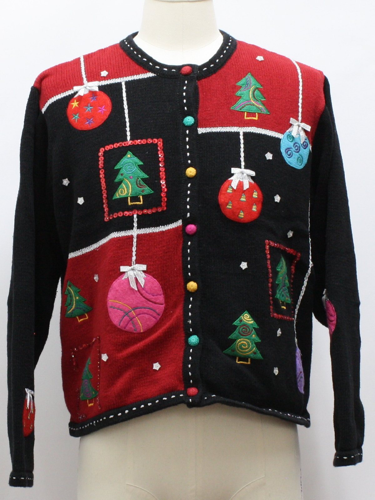 Womens Ugly Christmas Sweater : -Karen Scott- Womens black background ...