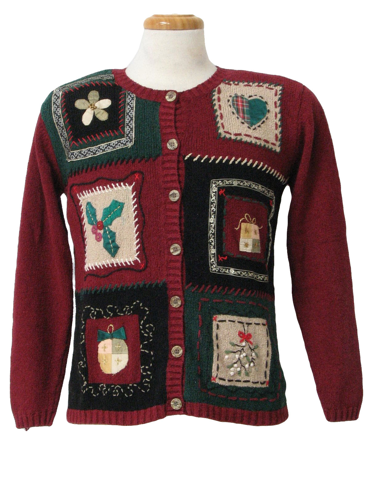 Womens Country Kitsch Ugly Christmas Sweater: -Talbots- Womens red ...